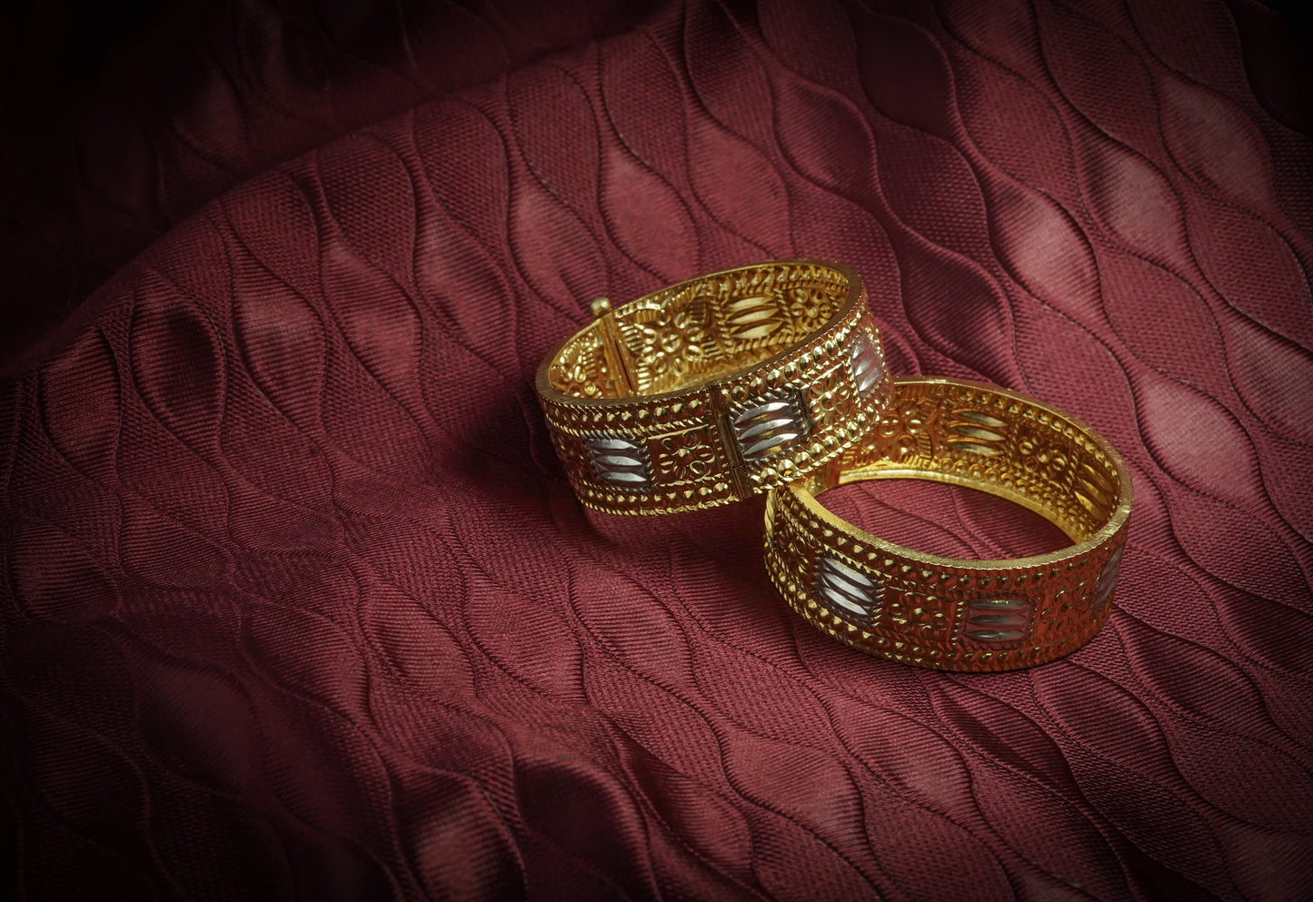 Single Piece Muthi Kharu Bangle with Silver Base - Assamese Traditional Jewelry