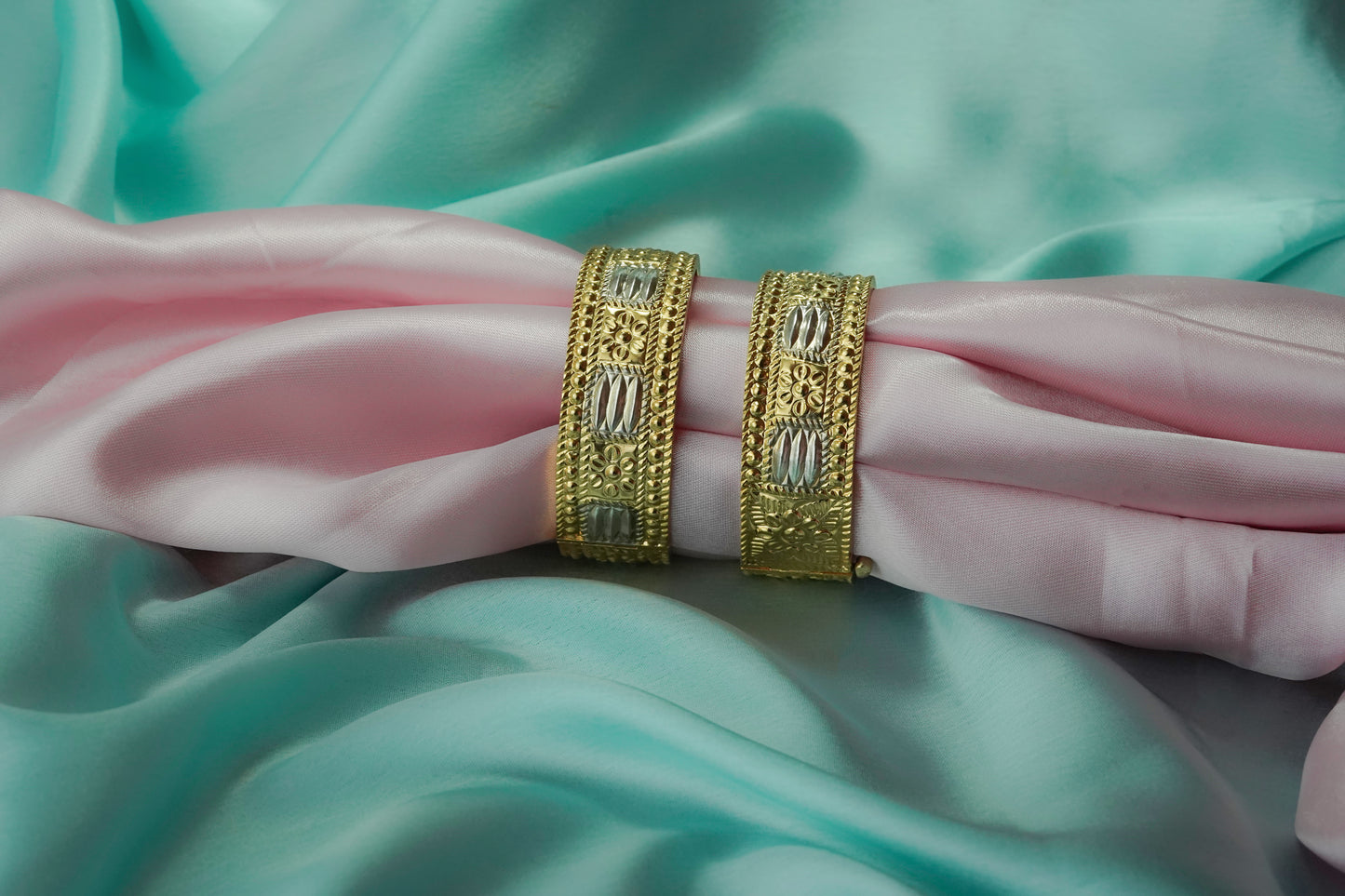 Single Piece Muthi Kharu Bangle with Silver Base - Assamese Traditional Jewelry