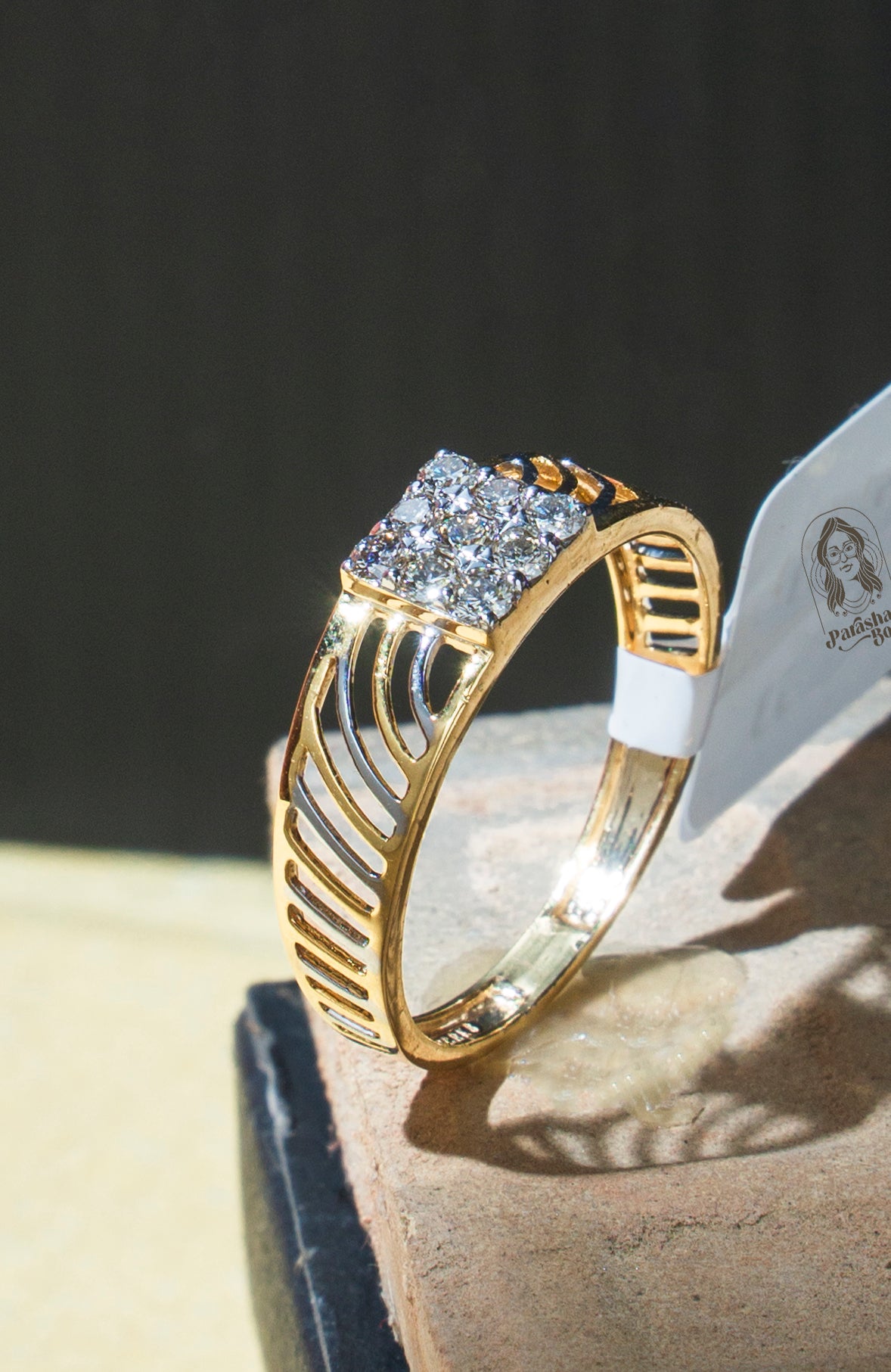 Brilliant Sovereign Diamond Ring on Gold Silver Body for Men