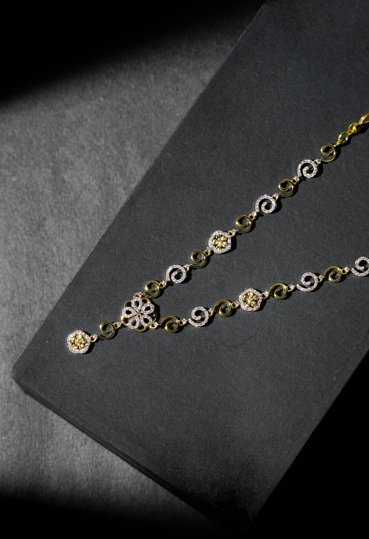 Floral Diamond and Golden plated Necklace