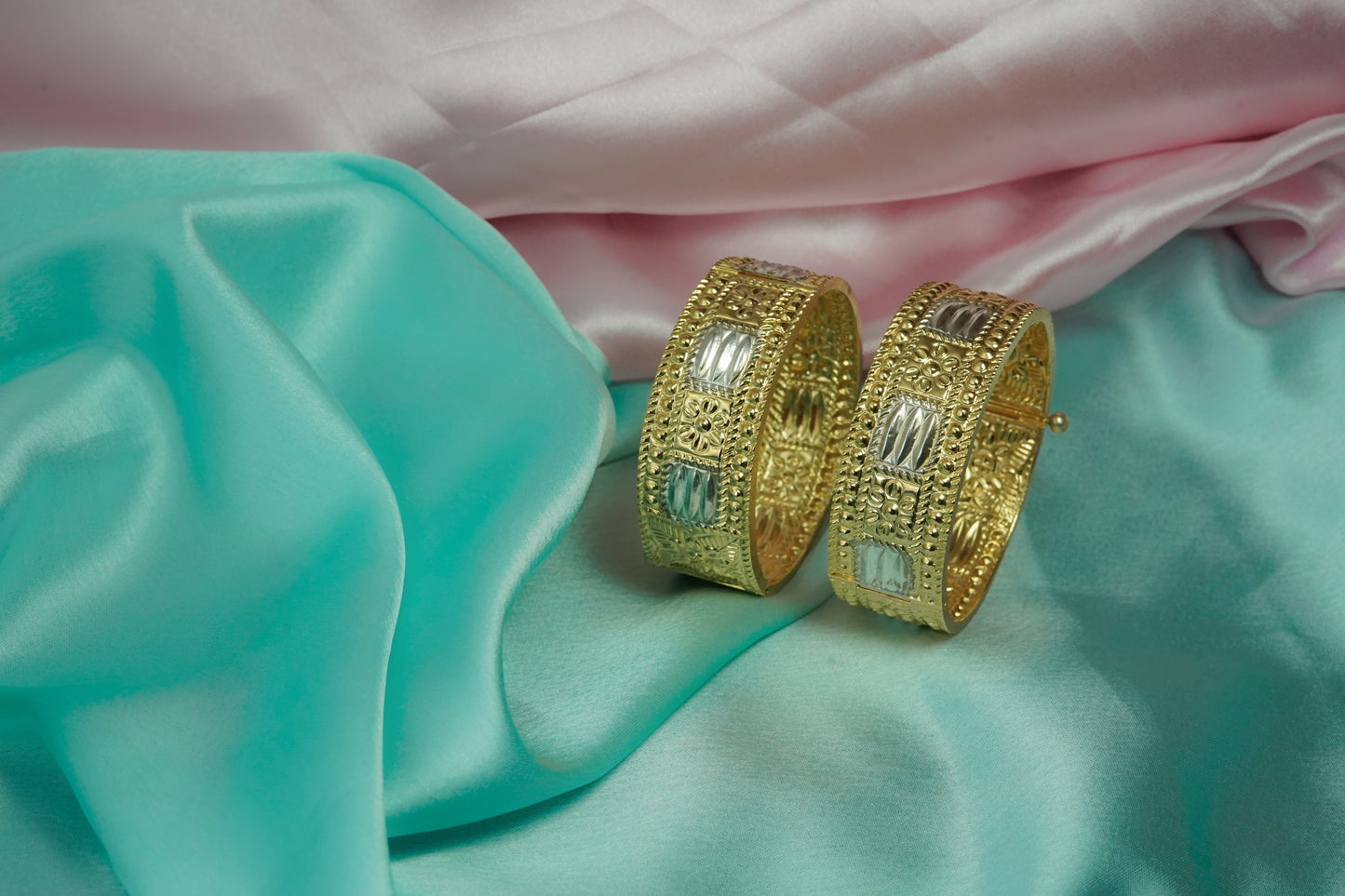 Single Piece Muthi Kharu Bangle with Silver Base - Assamese Traditional Jewelry