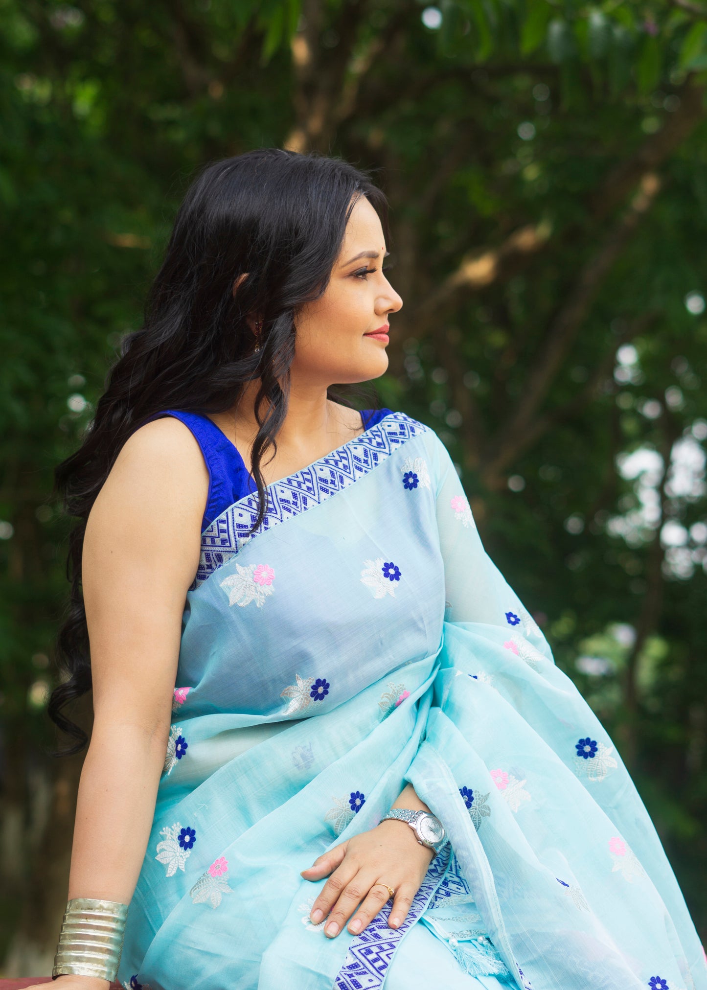 Neela Chandra Mekhela Chador - Assamese Traditional Mekhela Chador