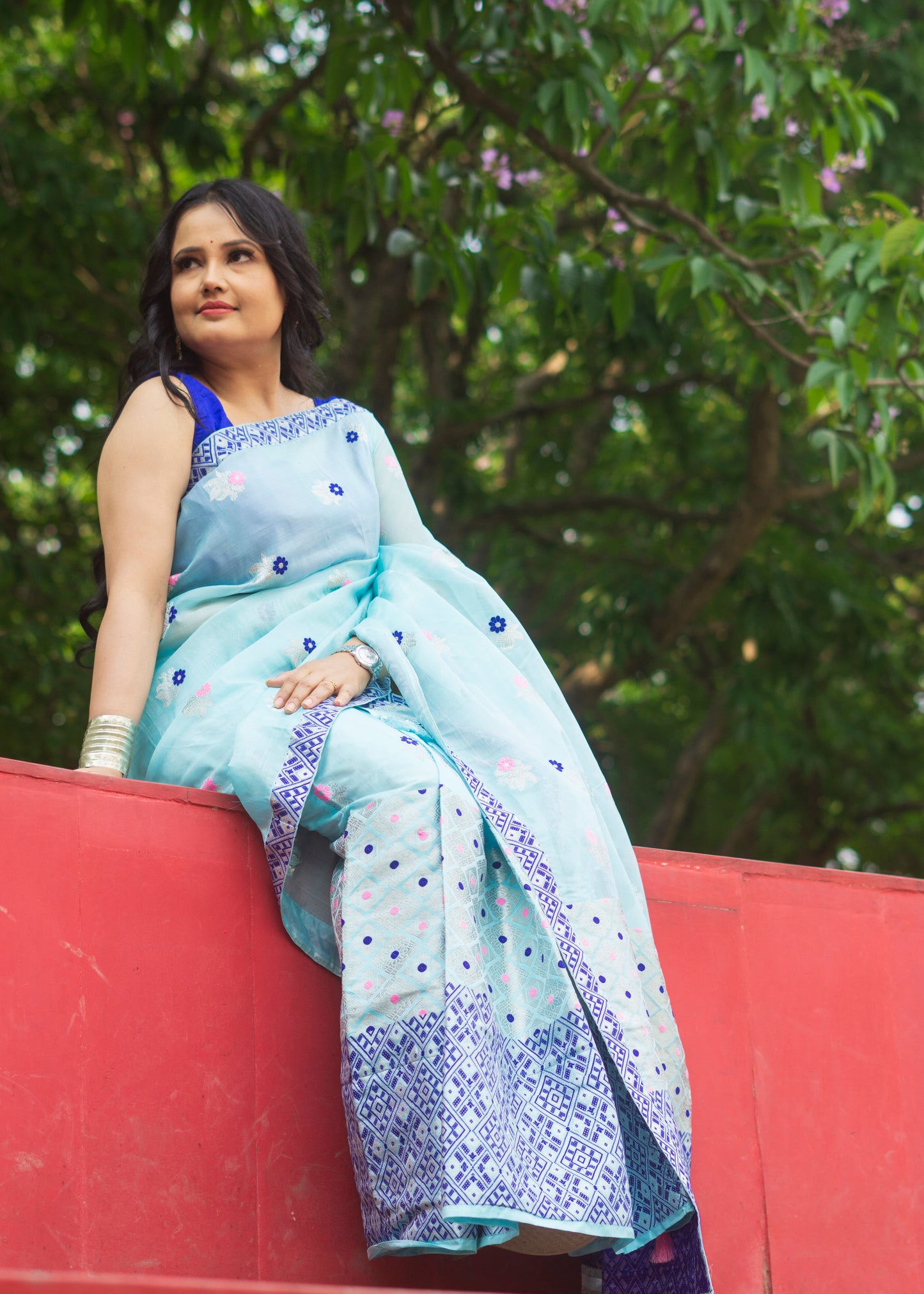 Neela Chandra Mekhela Chador - Assamese Traditional Mekhela Chador