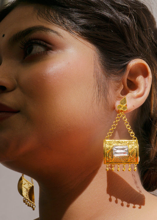 Gamkharu Design Earring - Silver Assamese Jewellery