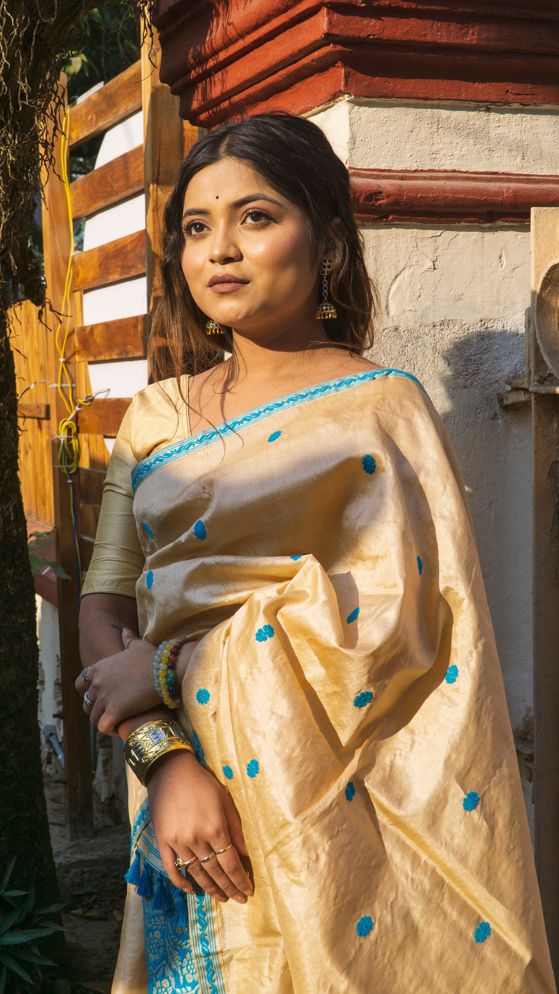 Bhumi-Bindu Assamese Muga Mekhela Chador - Main Image