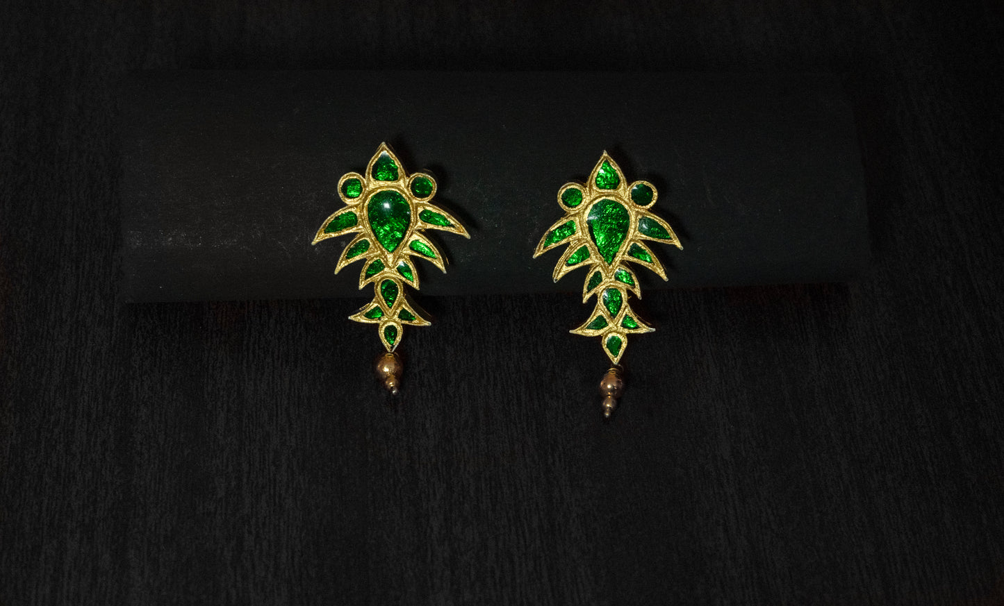 Jethi Earring with Green Stone - Handmade Assamese Jewellery