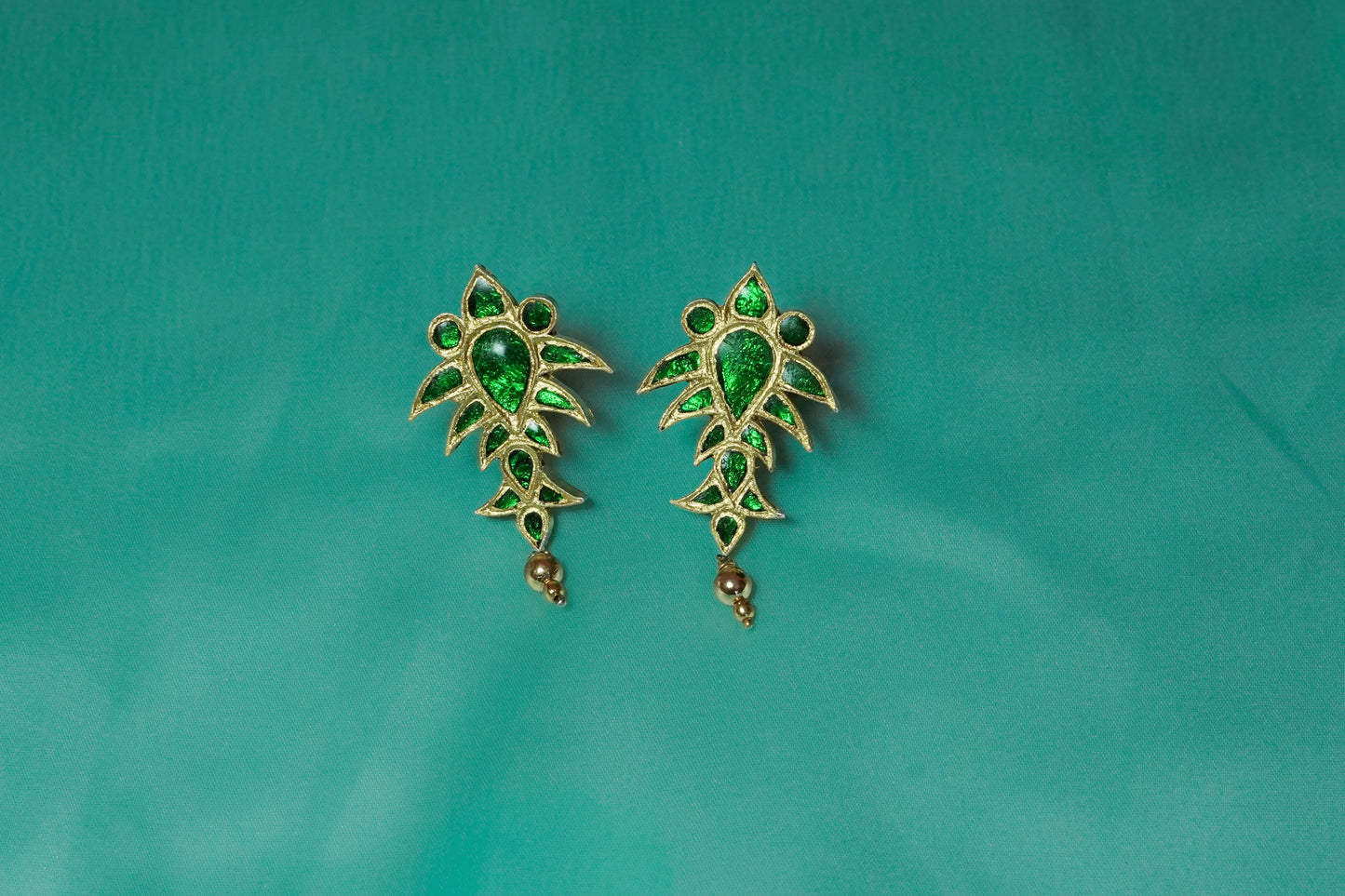 Jethi Earring with Green Stone - Handmade Assamese Jewellery