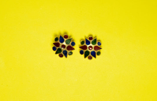 Floral Earring with Multicoloured Meenakari - Assamese  Traditional Jewellery