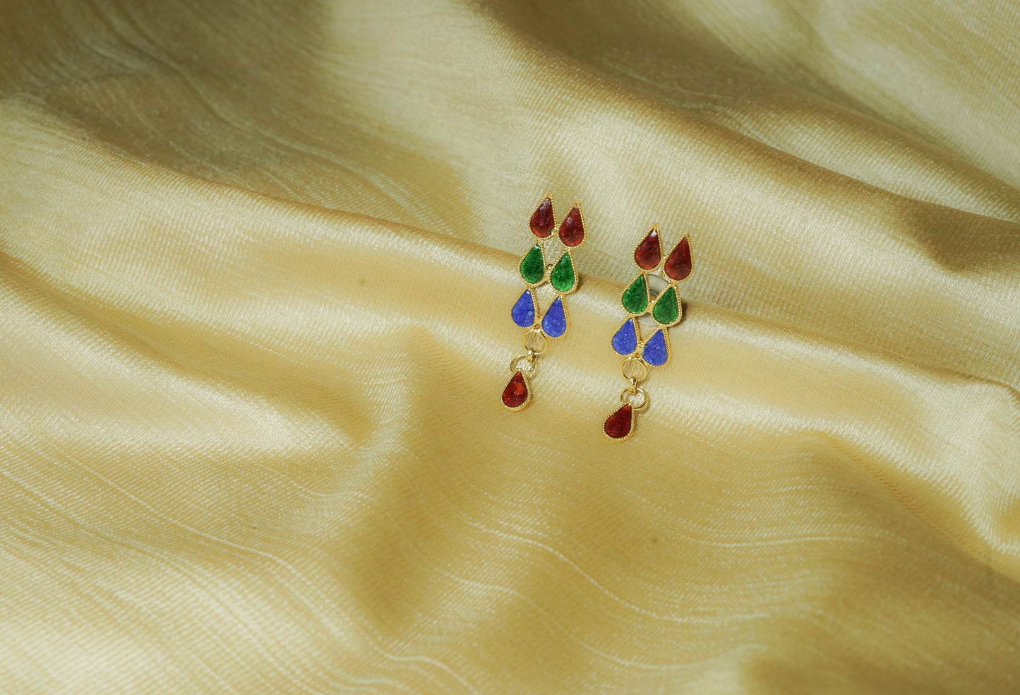 Classy Earring with Multicolour Meenakari - Handmade Assamese Jewellery