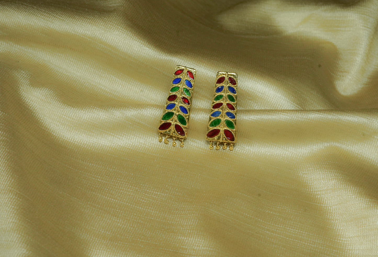 Dhansira Earring with Multicoloured Meenakari - Assamese Jewellery