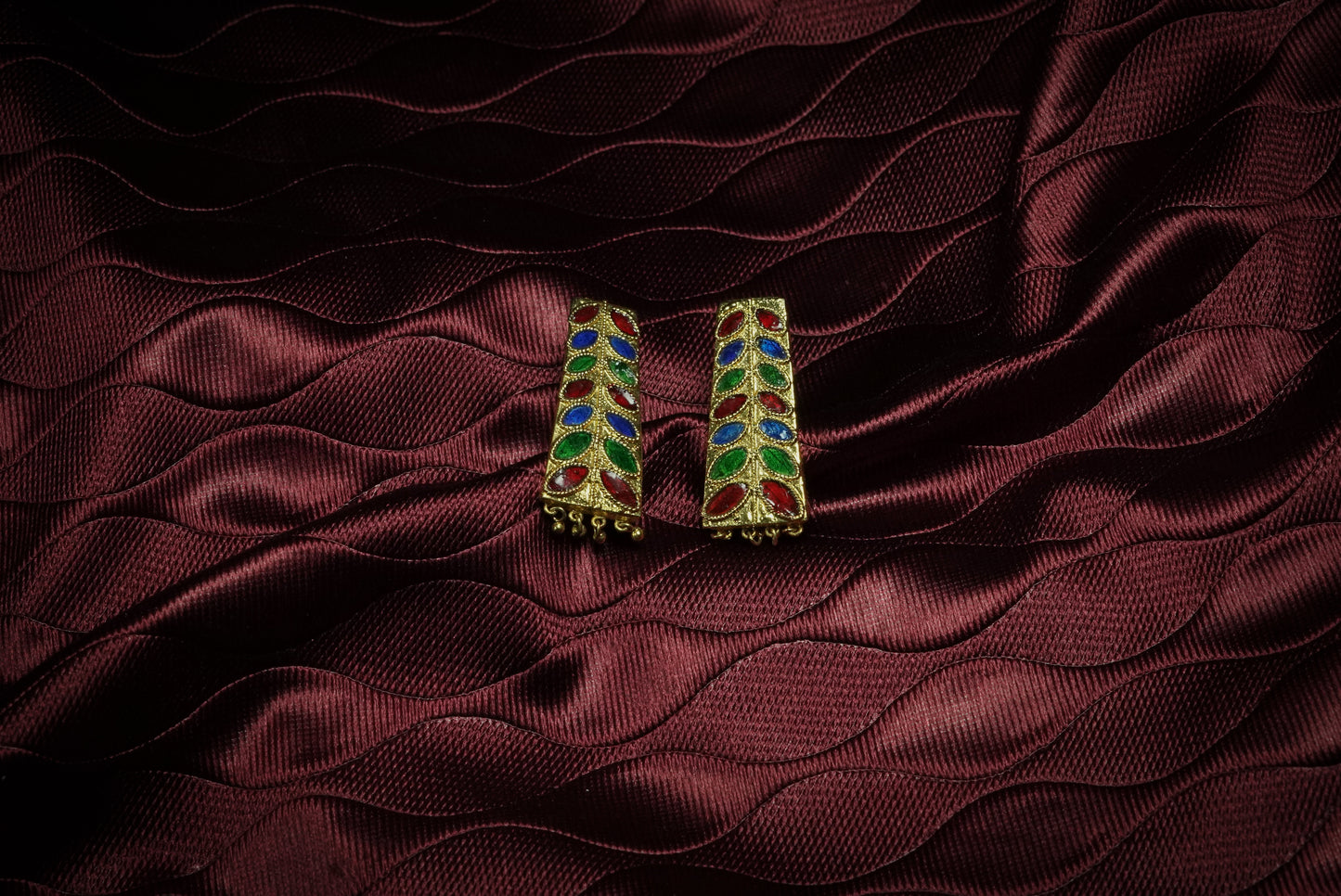 Dhansira Earring with Multicoloured Meenakari - Assamese Jewellery