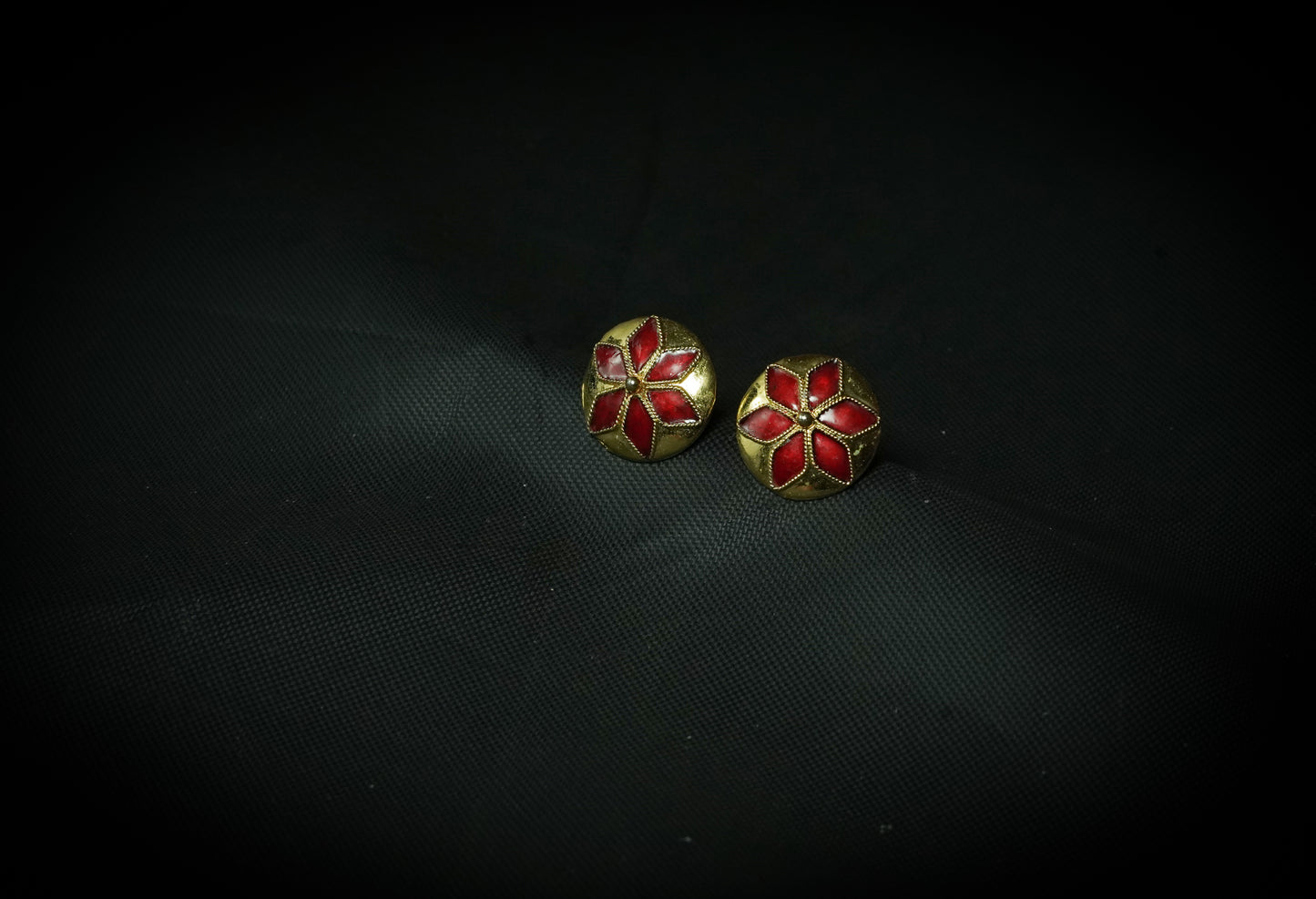 Japi Earring with Red Meenakari - Assamese Jewellery