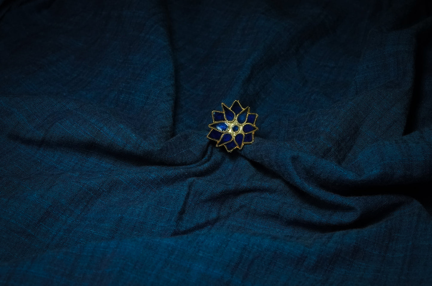 Assamese Jewellery - Flower Ring with Blue Meenakari