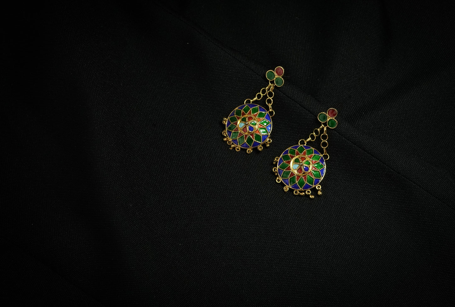 Traditional Jewellery - Japi Earring with Multicoloured Meenakari