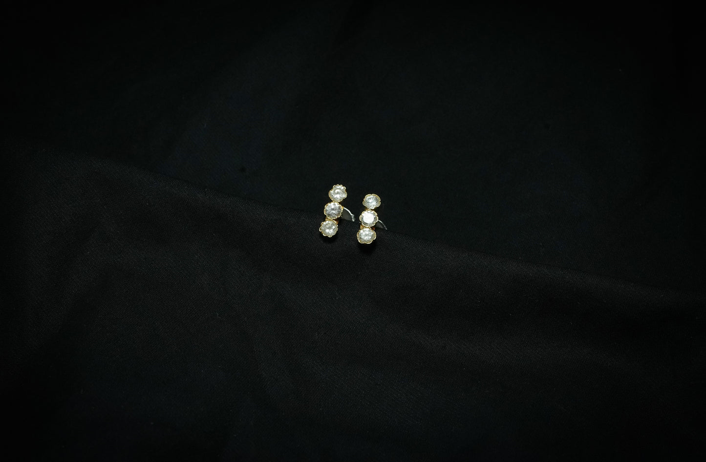 Snowy Earring with White Stones Setting - Assamese Silver Traditional Jewellery