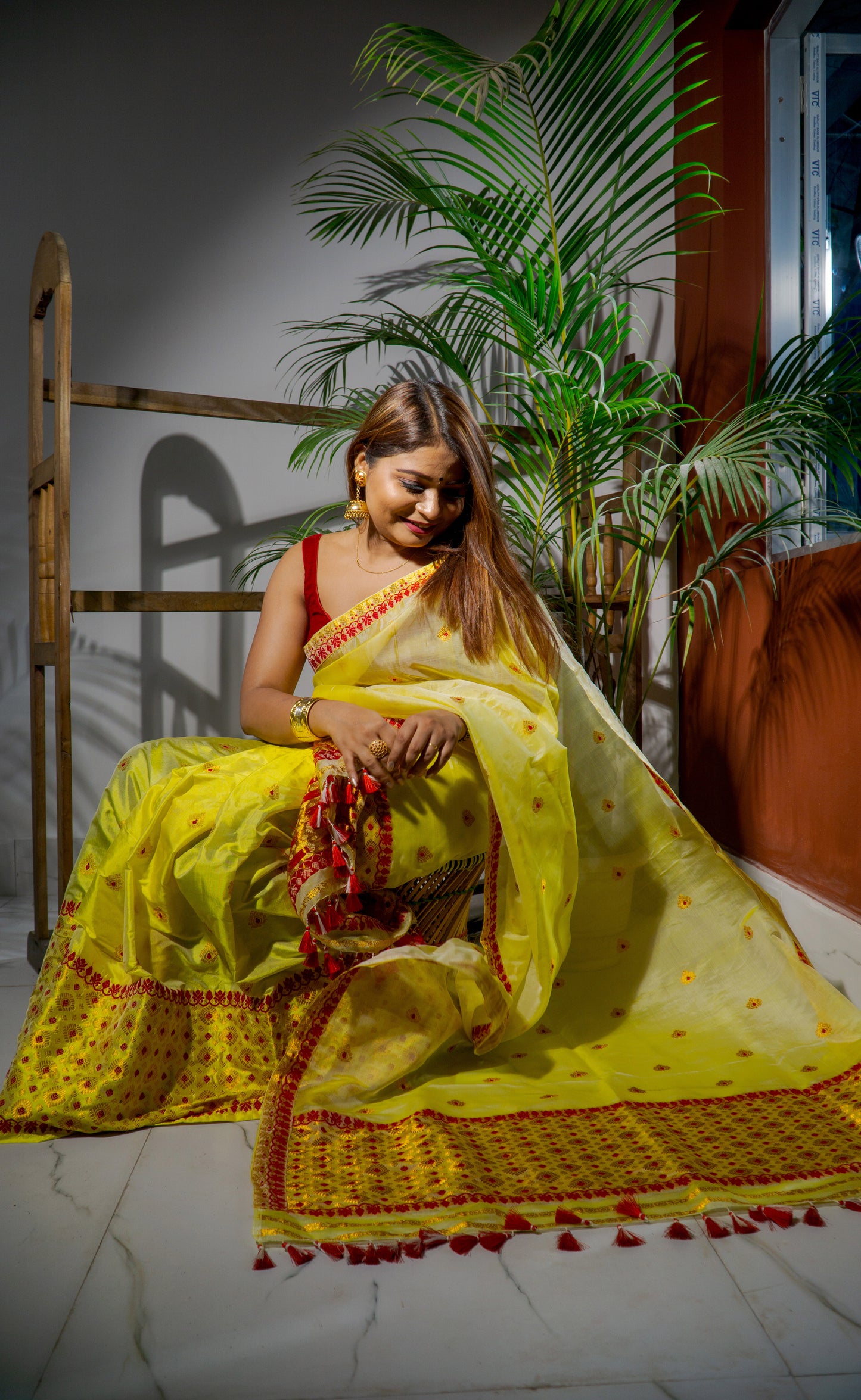 Haldi - Assamese Traditional Silk Mekhela Chador