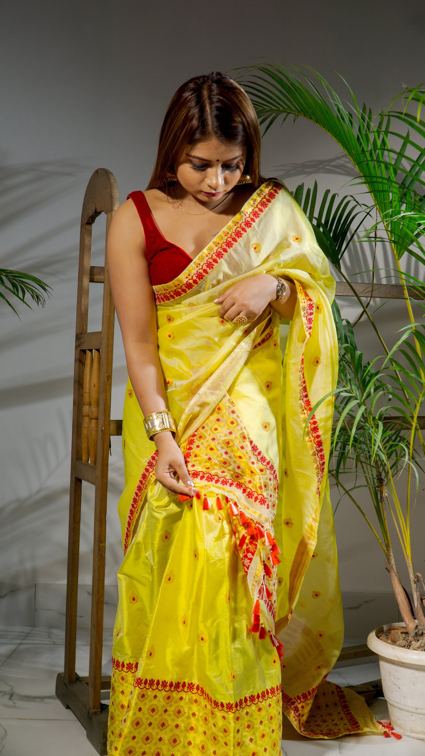 Haldi - Assamese Traditional Silk Mekhela Chador