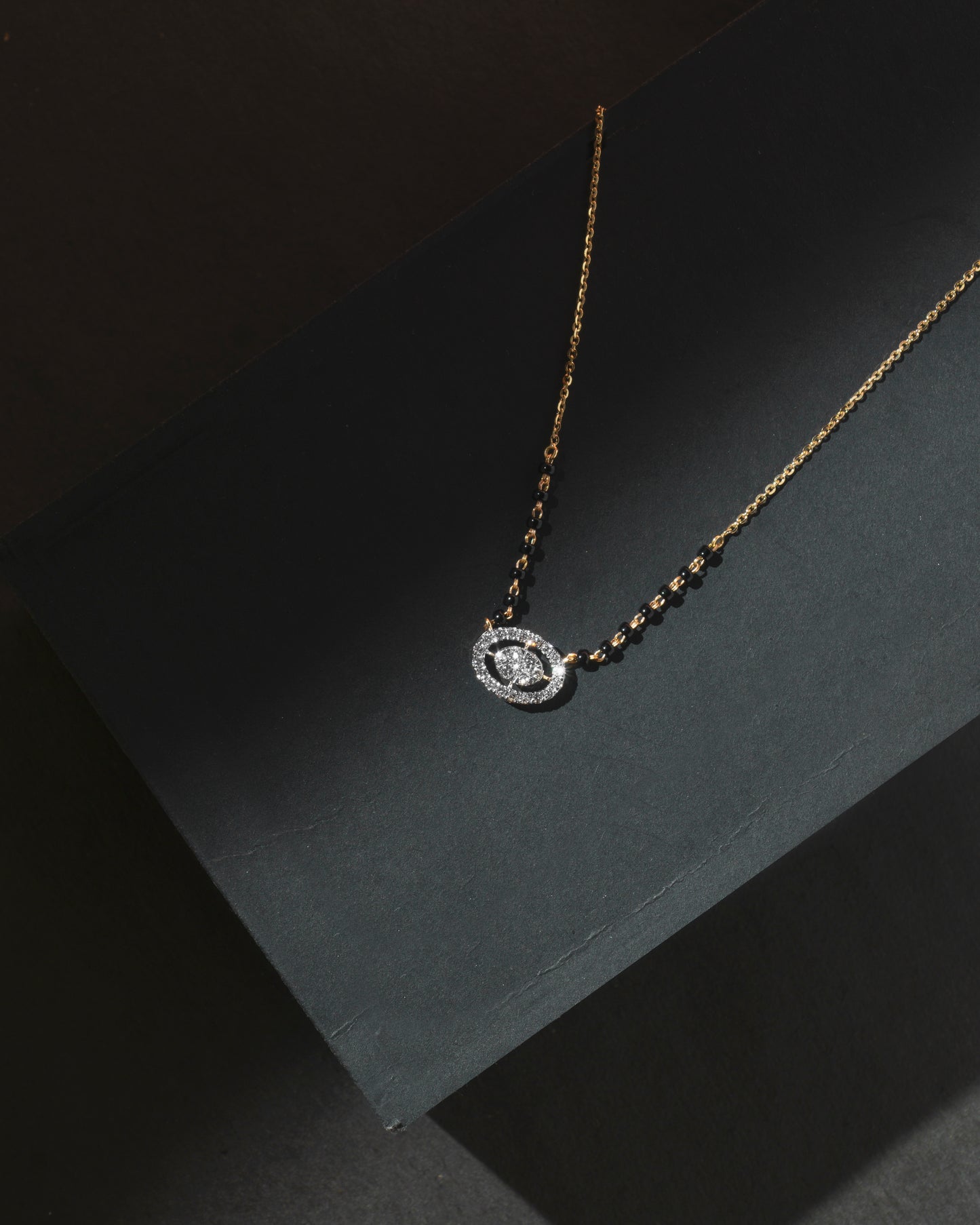 Oval Shaped Diamond Mangalsutra Pendant