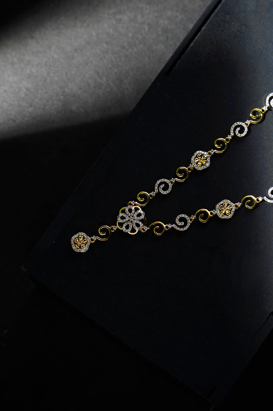 Floral Diamond and Golden plated Necklace