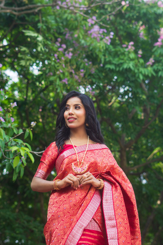 Rakta Chandra - Assamese Traditional Mekhela Chador