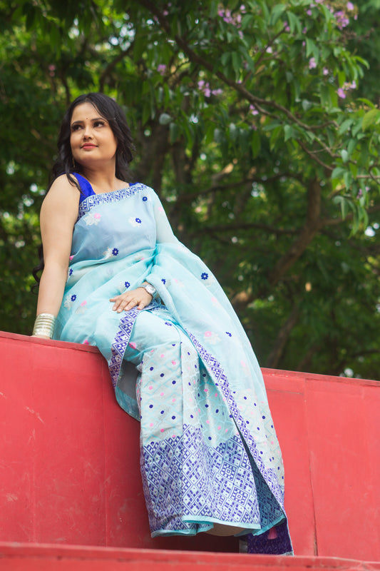 Neela Chandra Mekhela Chador - Assamese Traditional Mekhela Chador